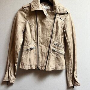 Pelle Studio Wilsons Leather Beige Moto Jacket Sz XS